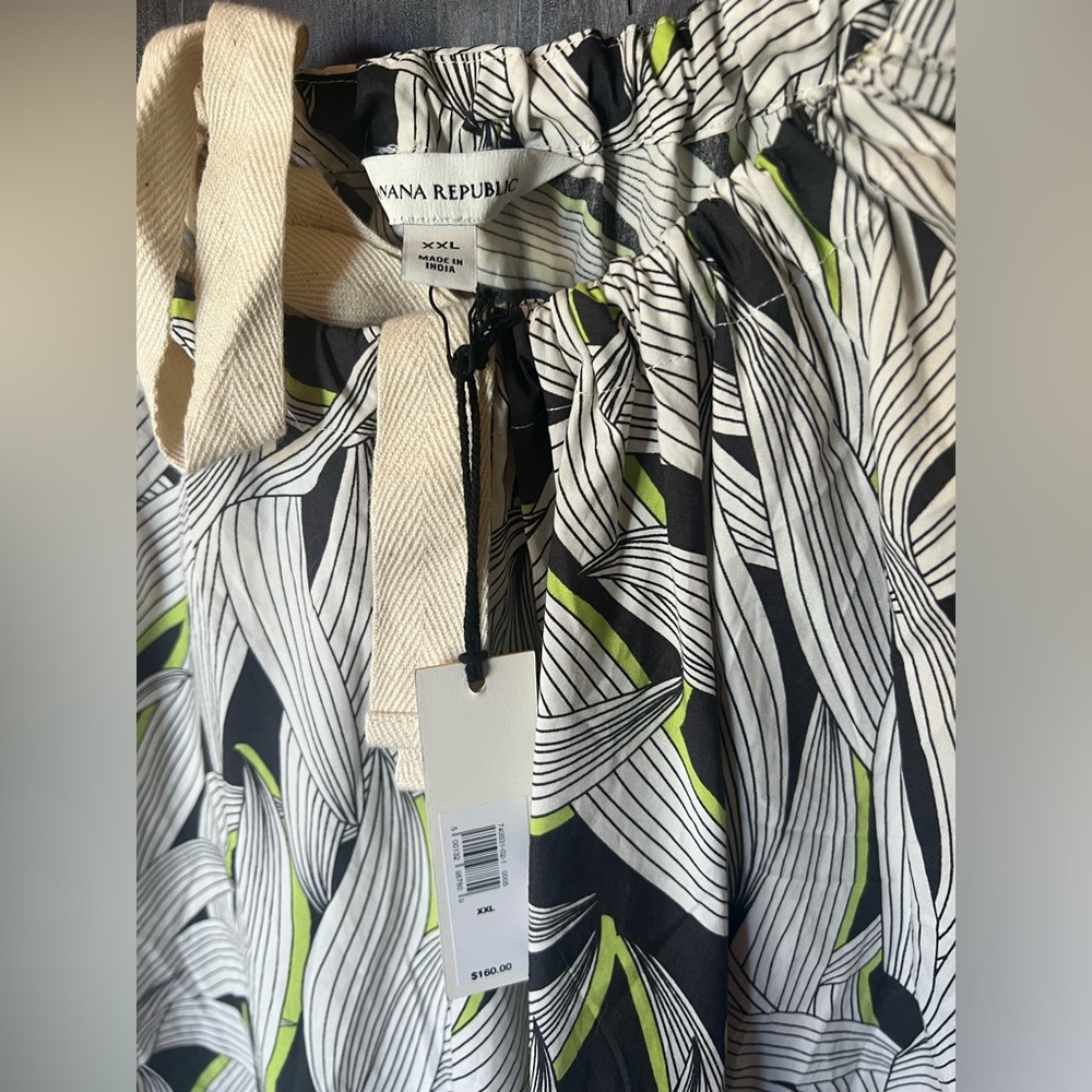 XXL Banana Republic Cotton Poplin Tie-Waist Dress NWT leaf print - Picture 3 of 7